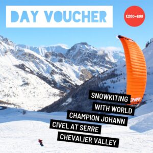 1 Day of Snowkiting with World Champion at Serre Chevalier Valley, up to three people!